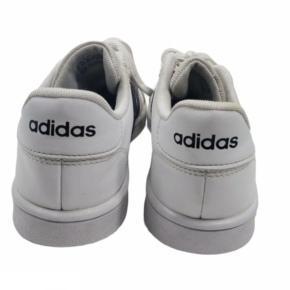 Adidas Kids Grand Court Shoes Size 4 White Black Fair Condition‎